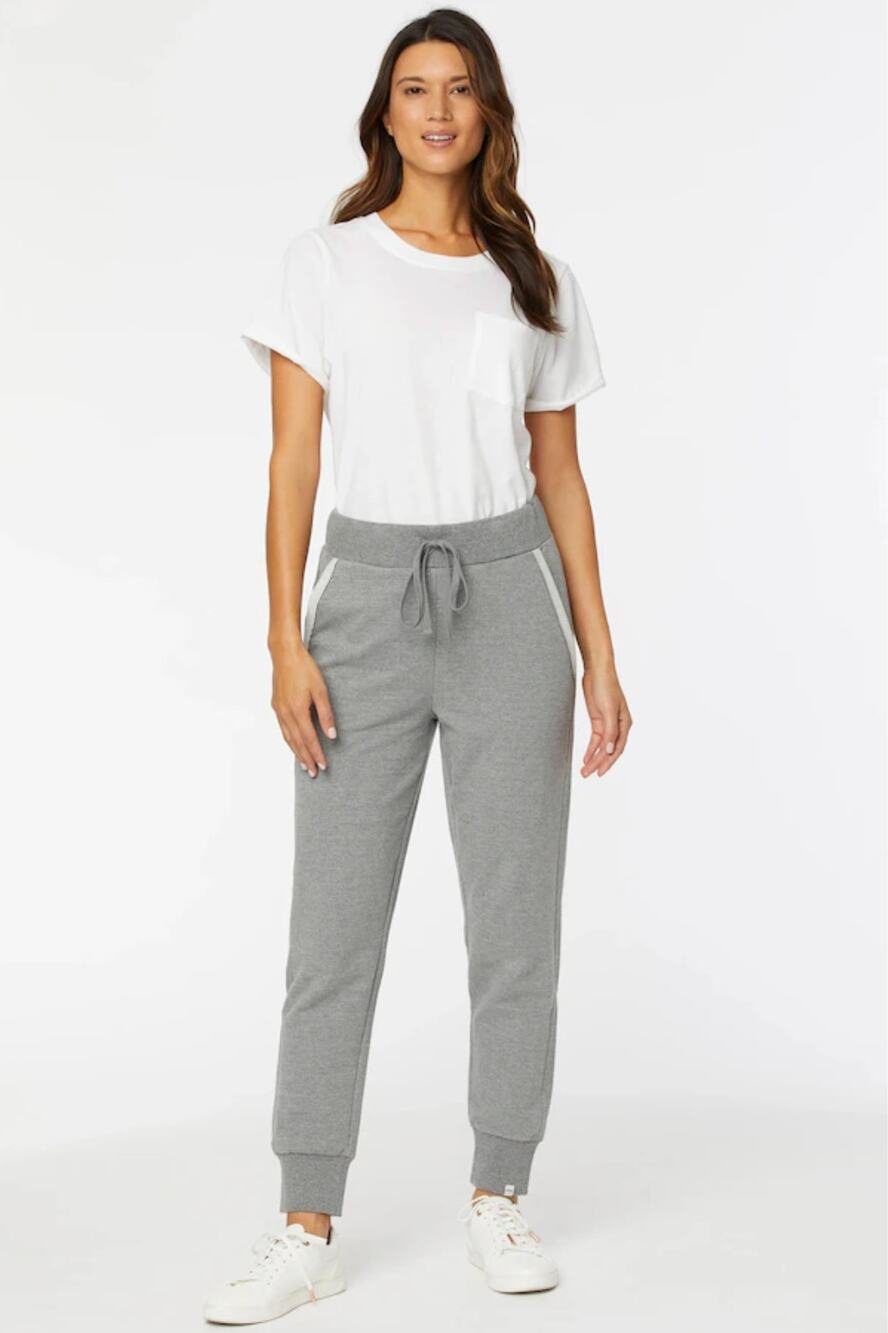 NYDJ Forever Comfort French Terry Drawstring Joggers L Lounge Sweatpants Gray